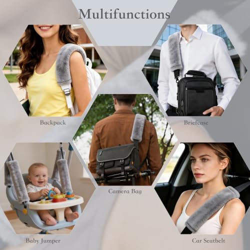 Amooca 2-Pack Soft Furry Universal Seatbelt Cover Car Shoulder Pad - Image 3