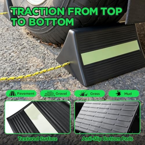 ROBLOCK Wheel Chocks for Trailer Glow in The Dark, RV & Camper, 3T GVW Capacity - Image 3