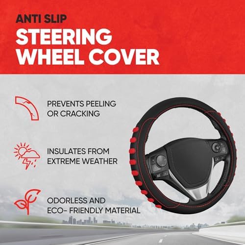 Motor Trend FlexGrip Red Steering Wheel Cover - Image 2