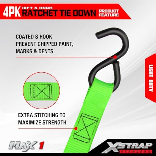 XSTRAP STANDARD 4-PK Ratchet Tie Down Straps - Image 5