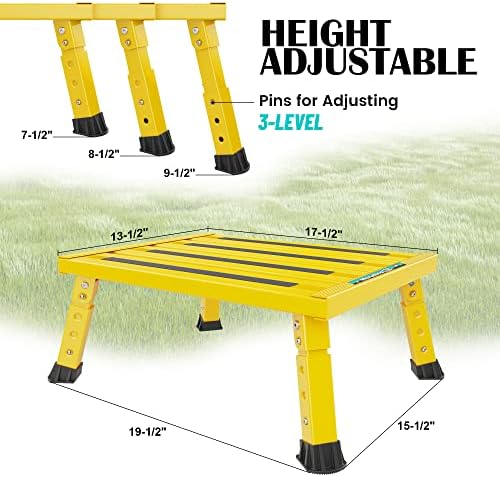 Marudina Large Platform RV Steps, 3-Level Adjustable Height Aluminum Folding - Image 2