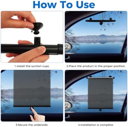 2 Pack Manual Retractable Car Side Window Sun Shade, 15.7" x 17.7" Roller - Image 4