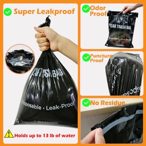100 Count Disposable Car Trash Bags, Hanging & Stick-On Car Trash Can - Image 6
