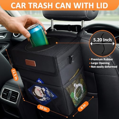 Vankor Car Trash Can with Lid Leak Proof Car Accessories - Image 2