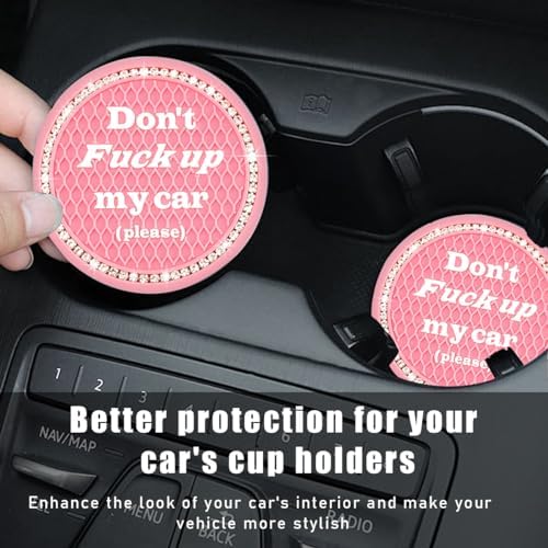 2 PCS Bling Car Cup Coaster, 2.75 Inch Anti-Slip Cup Holder Insert Coasters - Image 4