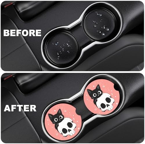 2 Pack Car Cup Holder Coaster, 2.63 inch Anti Slip Insert Absorbent Ceramic Car - Image 5
