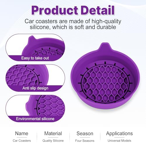 SINGARO Car Cup Holder Coaster, Silicone Cup Holder Insert, Universal Non-Slip - Image 4