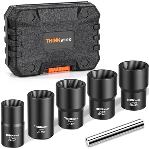 6-Piece Lug Nut Removal Tool, 1/2" Drive Wheel Lock Removal Kit by THINKWORK