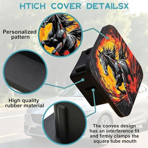 Hitch Cover Fits for 2 Inch Hitch Fierce Black Horse - Image 3