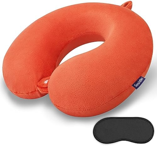 Orange Memory Foam Velvet Travel Neck Pillow by Gosider