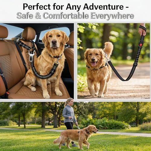 2-Pack Reflective Retractable Pet Seat Belt – Nylon Dog Tether, Adjustable Strap - Image 5