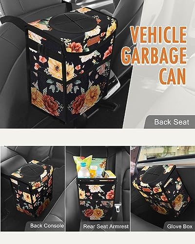 Pritent Car Trash Can with Lid Leakproof Car Garbage Bag Vehicle Trash Bin - Image 6