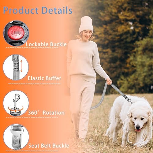 Seyezo Dog Car Seat Belt for Car, 2 Piece Set Retractable Dog Car Harness - Image 2