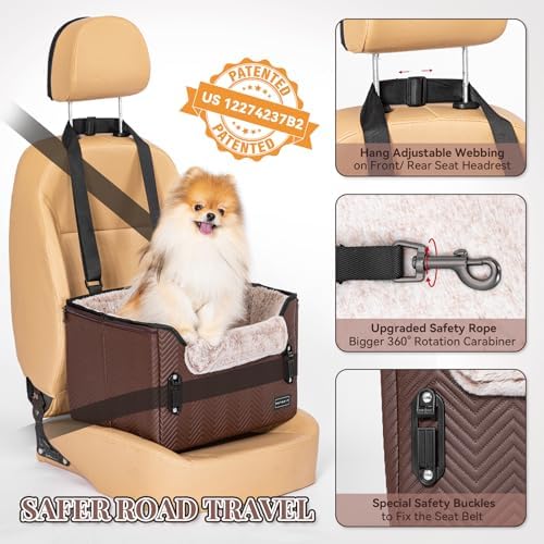 PETSFIT Car Seat for Dogs, Waterproof PU Leather Dog Car Seat for Small Dogs - Image 3