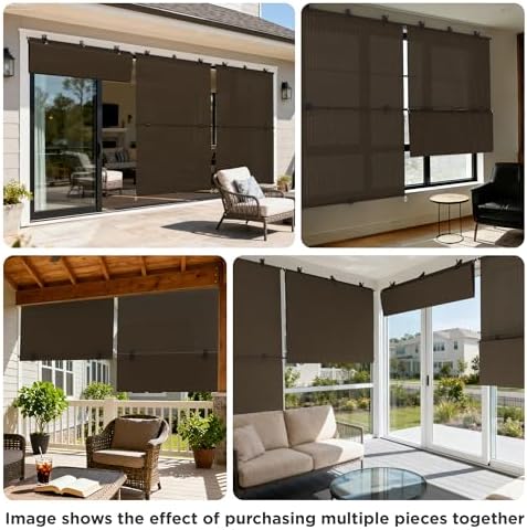 Outdoor Roller Shade 4'W x 7'H Cordless Shades Roll Up, Folding Exterior Patio - Image 6