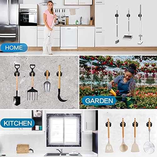 JAMEND CLXP 9PCS Broom and Mop Holder, Heavy Duty Garden Tool Organizer Rack - Image 7