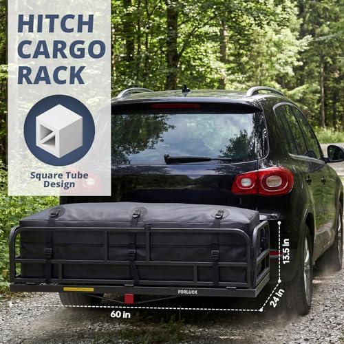 Forluck 60"x24"x14" Folding Hitch Mount Cargo Carrier, 500 lbs Capacity Heavy - Image 2