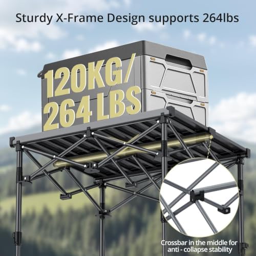 Anbte Roll Up Camping Table, Adjustable Height Max 27.5" - Image 3