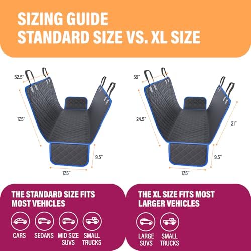Active Pets Blue XL Dog Car Hammock Back Seat Cover, Waterproof Backseat Cover - Image 5