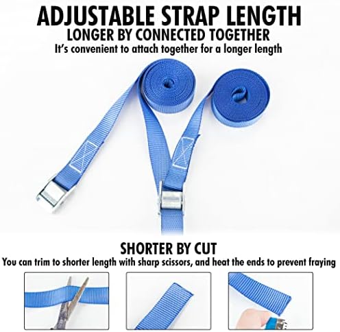Cartman 1" x 12 ft Lashing Straps, 8 Pack, 600 lb Break Strength - Image 5