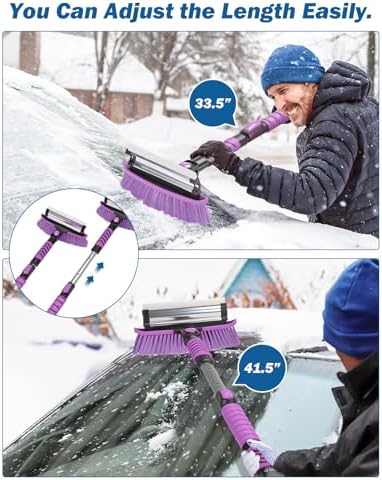 JOYTUTUS 41.5IN Extendable Snow Brush and Ice Scraper, 270°Pivoting Snow - Image 4