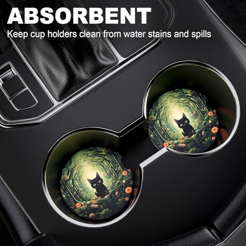 2 Pack Car Cup Holder Coaster, 2.63 inch Anti Slip Insert Absorbent Ceramic Car - Image 2