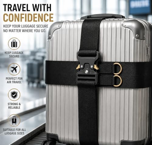 Metal Buckle Heavy Duty Luggage Straps, 2 Pack 10ft x 2in Tie Down Straps - Image 2