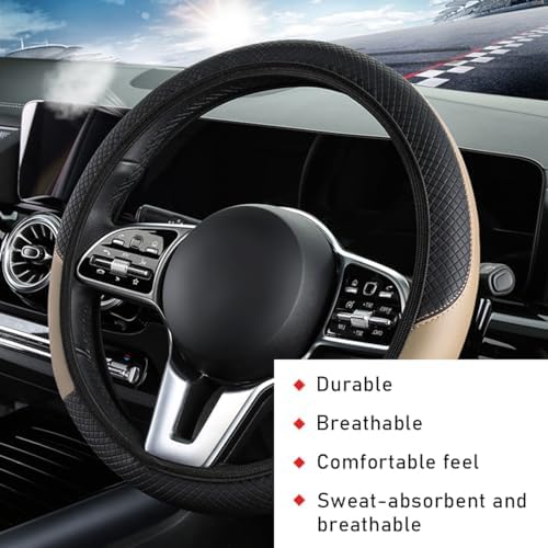 povtii Car Steering Wheel Cover, 15 Inch Leather Breathable Auto Steering Wheel - Image 4