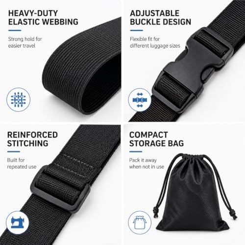 6-Piece Luggage Connector Straps Set, Adjustable Black Suitcase Accessories - Image 7