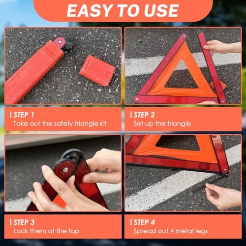 NATGAI 6 Pack Emergency Warning Kit 3 Triangles + 3 Vests - Image 5