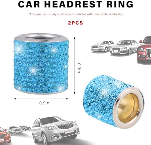 2 PCS Car Headrest Collars, Sparkling Rhinestones Auto Head Rest Collars Seat - Image 2