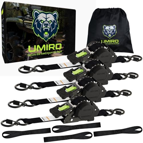 Retractable Ratchet Straps, 1 Inch x 12 Feet Heavy Duty Tie Downs, 1760lb Break by Umiro