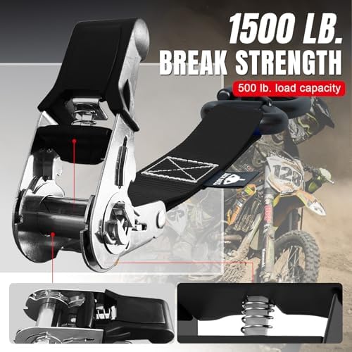 Jack Boss Ratchet Tie Down Straps Set, 1500 lbs Break Strength, Fits - Image 2