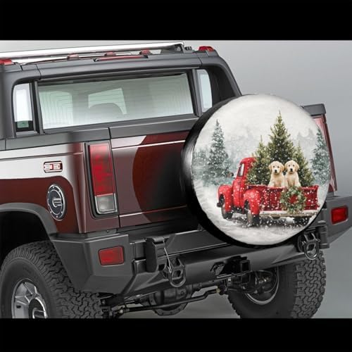 Christmas Red Truck Puppies Spare Tire Cover Universal - Image 4