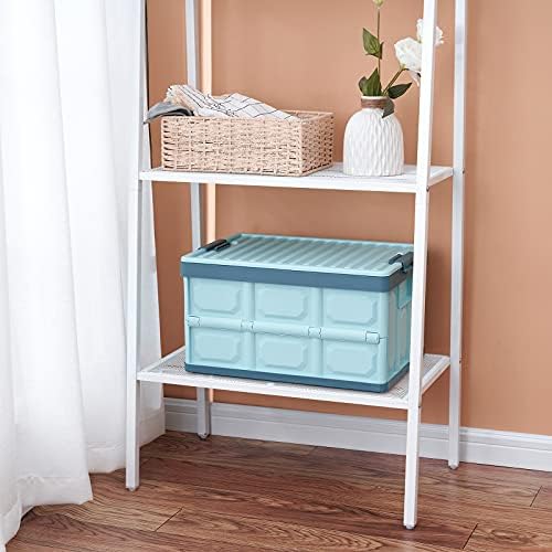 Blue Folding Plastic Stackable Utility Crates 2-Pack, Collapsible Storage Bins - Image 7