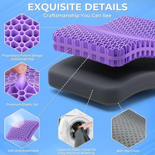TushGuard Gel Seat Cushion for Long Sitting, Breathable Thick Patent Design - Image 4
