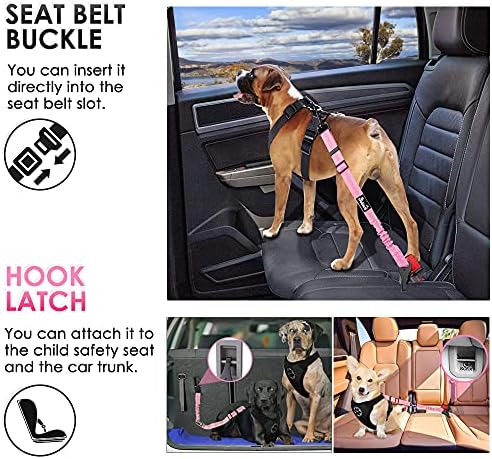 SlowTon Dog Car Seat Belt, 3 in 1 Latch Bar Attachment Dog Safety Seatbelt - Image 2