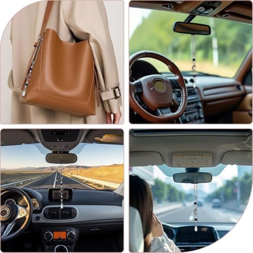 Black Obsidian Hanging Car Charm Stone Auto Rear View Mirror Ornament Dangling - Image 5