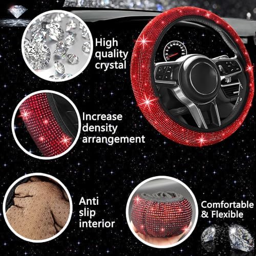 NBTEPEM 27 PCs Red Bling Car Accessories Set - Image 3