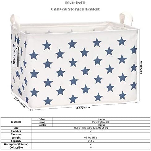 Sea Team Large Rectangle Open-Top Canvas Storage Basket - Image 6
