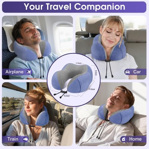 CloudBliss Travel Pillow for Airplanes, Memory Foam Neck Pillow Set - Image 7