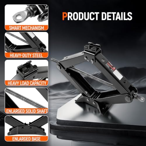 3 Ton Car Jack, Universal Heavy Duty Scissor Jack, Professional Spare Tire - Image 5