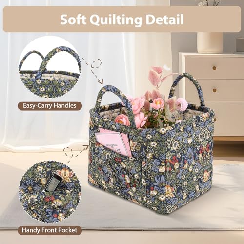 Storage Basket Boho Fabric Large Collapsible Floral Laundry Nursery Hamper - Image 5