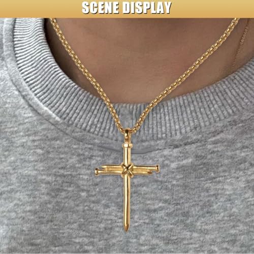 Nail Cross Pendant for Car Rearview Mirror, 3 Nails Metal Cross Car Rear View - Image 6