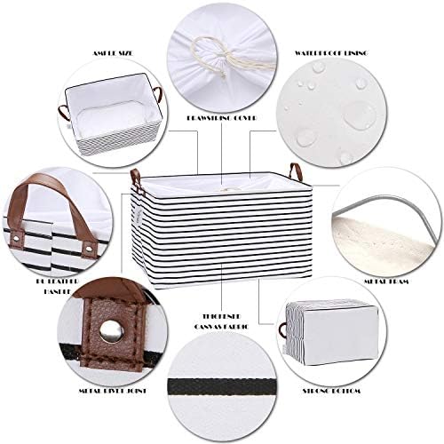 Hinwo 4-Pack Extra Large Canvas Fabric Storage Baskets - Image 4