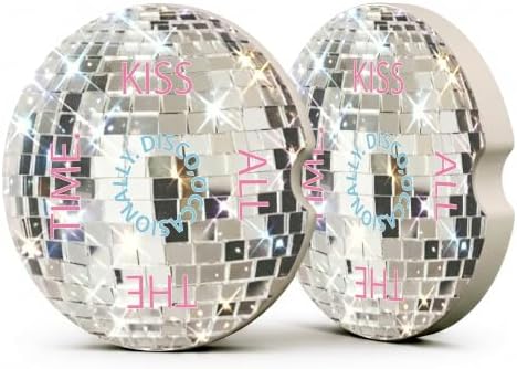 Disco Ball Car Coasters, Retro Coquette Preppy Cup Holders by Unknown