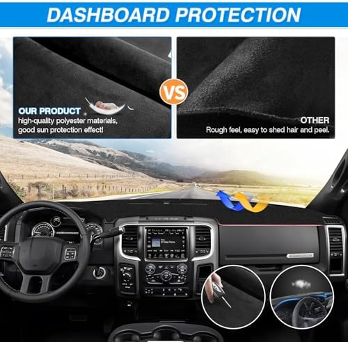 CARTIST Dash Cover for Dodge Ram 2009-2018 Without Hud Dashboard Cover Mat - Image 5