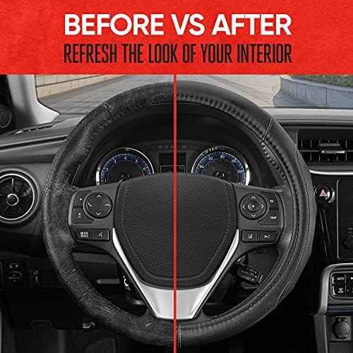 Motor Trend GripDrive Faux Black Leather Steering Wheel Cover - Image 4
