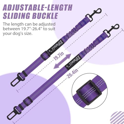 IBWell Dog Seat Belt, 3 Piece Set Retractable Dog Car Harness Adjustable Dog - Image 2