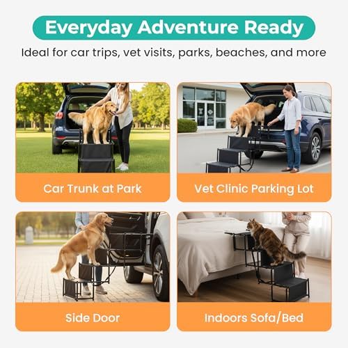 Dog Stairs for Car, Truck & SUV – Foldable Dog Steps for Small & Large Dogs - Image 4